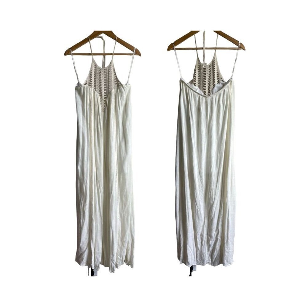 HUMMINGBIRD Size Small Cream Ivory Crochet Lace Gauzy Cotton Maxi Dress Halter